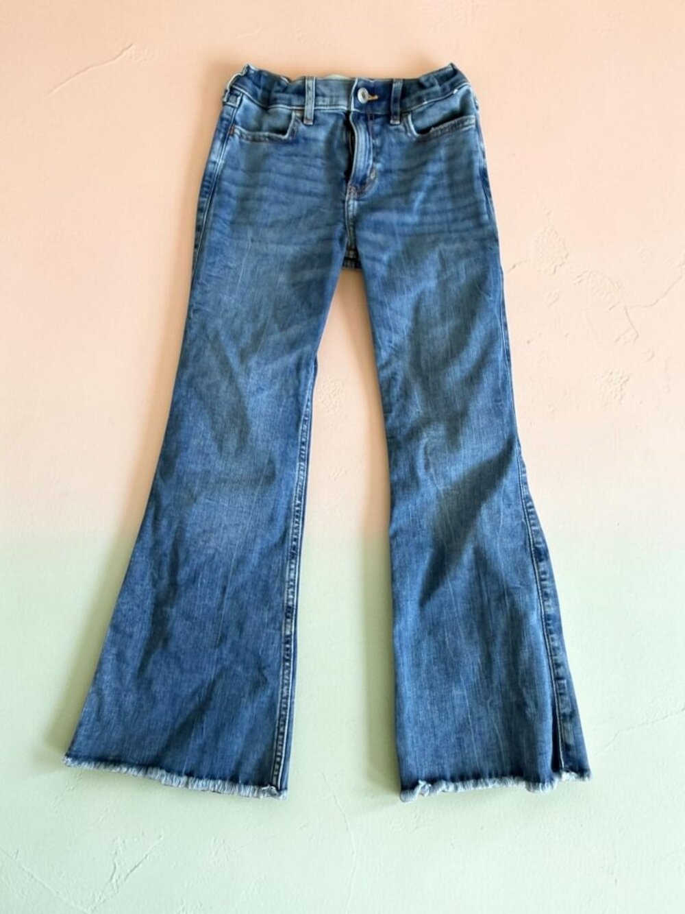 ABERCROMBIE Kids High Rise Flare Jeans Size 9/10 Short